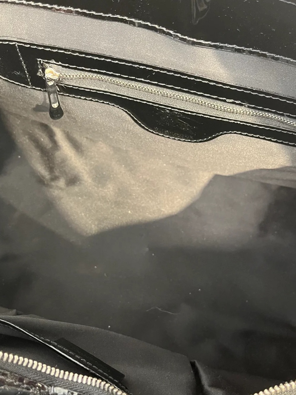 Burberry Black Patent Quilted Satchel with Lock Accent - Picture 4 of 5